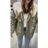 Women's Down Parkas 2023 Autumn Winter Arts Style Women Long Sleeve Thicken Imitation Ra It Hair Hooded Jacket All-matched Casual Short Parkas P311L231215