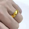 Wedding Rings Pure Plated Real 18k Yellow Gold 999 24k for Men and Women Plain Smooth Face Personality Couple Ring Never Fade Jewelry 231218