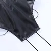 Ceintures Patchwork Corsets noirs sexy pour femmes pour débardeurs Punk à lacets Camisole moulante