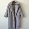 Pelliccia da donna 2023 Cappotto invernale Donna Colletto del vestito Lungo allentato Sottile Spessore Calore Imitazione Abbigliamento di alta qualità Feminina Rosso Rosa