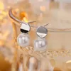 Boucles d'oreilles à tige en argent Sterling 925, perle de la famille Shi, pour femmes, luxe léger et goût élégant, automne hiver