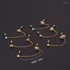 Stud Earrings 1Piece Double Chain Piercing For Women Korean Jewelry Stainless Steel Zircon Flower Ladies Teens