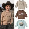 Trui FOCUSNORM 0 4Y Herfst Baby Baby Jongens Meisjes Westerse T-shirts Koe Vee Print Lange Mouw Sweatshirt Tops 231218