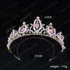 Bruids Bruiloft Kroon Leuke Roze Teardrop Kristallen Kronen Vrouwen Strass Pageant Tiara Diadeem Haar Ornament Vrouwen Accessories284Y