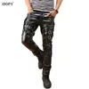 Pantalons pour hommes Idopy Arrivée Coréen Gothique Punk Party Costume Faux Cuir PU Boucles Hip Hop Pantalon Noir Mâle 231218