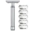 T-Shirt Baili Double Edge Safety Razor Manual Stainless Metal Reuseable Wet Shave for Men Women with 5 Platinum Blades Legend Brb3d