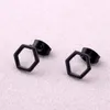 Fashion Punk Hexagona Earrings Black Titanium Steel Geometric Hexagon Stud Jewelry For Men Women228v