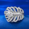 Klaster Pierścienie ręcznie robione pióra Moissanite Diamond Pierścień Real 925 Srebrny Party Wedding For Women zaręczyny Prezent biżuterii