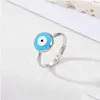 Pierścionki klastra Vintage Blue Evil Eye Finger Pierścień dla kobiet w kolorze biżuterii w kolorze prosta tureckie szczęśliwe akcesoria imprezowe upuść dhw1j