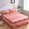 Saia de cama saia de cama conjunto de colcha de algodão bordado vestido de cama fronhas 3 peças/set para king/queen duplo 1.5/1.8/2m capa de lençol 231214