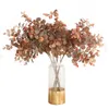 Decorative Flowers Indoor Simulation Silk Plants Fake Branch Potted Home Party Table Vase Floral Rack Decoration Autumn Style Eucalyp