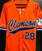 Mens Clemson Tigers 28 Seth Beer NCAA College Baseball Jersey Double Stitched Name 및 Number High Quailty in Stock Fast Shipping