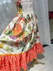 Необычное женское красно-белое хлопковое платье миди без рукавов с присборенной талией и растительным принтом FitFlare Cami