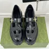 Lüks Loafers Tasarımcı Kadınlar Elbise Ayakkabıları Giyinlik Platform Partisi Düşük topuklu Ayakkabı Altın Tonlu Donanım Ayak Bileği Kapanış Sabahları Yeni Üst Ayna Kalite Ayakkabıları