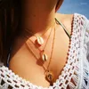 Collane con ciondolo Collana con conchiglia in lega color oro moda vintage per donna Forma semplice conchiglia Ocean Beach Boho Bohemian Jewelry