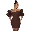 Casual Dresses Fashion Sweetheart Sexig Style Tube Top Off-Shoulder Tight midje Hip Kjol Stretch Dress