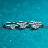 Cluster Rings Moissanite 925 Sterling Silver for Women Diamond Eternity Band Plated PT950 Classic Four-Claw Ring Fine Jewelry