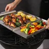 Outils plateau de gril pour l'extérieur 2 en 1 casseroles de dessus en acier inoxydable barbecue grillades