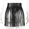 Skirts Fashion Punk Belt For Women Faux Leather Waistband Fringe Tassel Skirt Adjustable Halloween Nightclub Cosplay Party