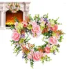 Dekoracyjne kwiaty walentynki w wieniec Sztuczne różowe wieńce serca do drzwi frontowych wykwintne romantyczne walentynki