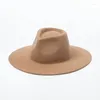 Berets x465 wełniana czapka jazzowa dorosła Casual Fedora Hats szerokie brzegi kapelusz wklęsły panama