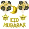 100 pièces 12 pouces Latex Eid Mubarak confettis ballon fête décoration musulman FoilBalloon 30 cm lune étoile feuille Mylar ballon fête fournitures ZZ
