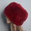 Chapeaux de trappeur en fourrure de renard naturelle, bonnets pour femmes, chaud et moelleux, Style russe, casquette ronde, à la mode, en vraie fourrure, 231216