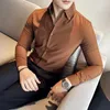 Mannen Casual Shirts Mannen Overhemd 2023 Herfst Lange Mouw Camisas Business Mode Mannelijke Effen Britse Stijl Wit Zwart kleding