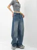 Damesjeans Plus-size hoge taille wijde pijpen baggy dames vintage Y2k streetwear denim broek Koreaanse losse rechte jeansbroek