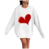 Kvinnors hoodies Autumn Winter Pink Love Print Fashion Red Long Sleeve Workout Kvinnliga överdimensionerade O-Neck Clothes Ladies