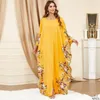 Abiti casual da donna Medio Oriente giallo con maniche a pipistrello abbigliamento ampio taglie forti abito da donna grande