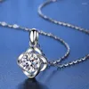 Chaînes MILAMISS 925 Sterling Argent Excellente Coupe 1CT D Couleur Trèfle à Quatre Feuilles Moissanite Pendentif Collier Femmes Fine Bijoux