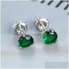 Stud Stud Classic Round Emerald Screw Back Earrings 925 Sterling Sier Green Crystal Zircon For Women Jewelry Wedding Gifts3021 Drop De Dhubj