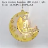 Party Decoration 2023 EID Mubarak Ramadan Decor Supplies Wooden LED Lights Star Moon Castle Pendant For Home Al Adha Gift