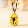 Hanger Kettingen GEITERI Schorpioen Amber Hanger Kettingen Voor Mannen Unisex Natuurlijke Waterdruppel Hars Insect Choker Sieraden Accessoires GroothandelL231218