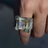 تخصيص المجوهرات CZ Diamond chunky Rings اسم رسالة اسم الخاتم الهيب هوب مخصص خاتم