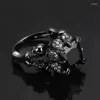 With Side Stones Personality Skull Ring For Women Wedding Engagement Valentine's Day Gift Fashion Jewelry