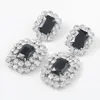 Pendientes colgantes cuadrados brillantes exagerados a la moda, pendientes negros brillantes con diamantes de imitación, accesorios de joyería para mujer