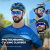 Óculos de sol Kvoe Red Photochromic Ciclismo Óculos de Sol para Homens Azul Fotocromismo Óculos Cycl Mountain New Bicycle Goggles SportsL231218