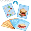 Sortowanie gniazdowania zabawki Montessori Wooden Burger Toys for Toddlers Kids Preschool Educational Play Food z kartami urodzinowymi zabawkami dla Q231218