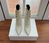 Winter Gold Slender High Heel Boots Designer Dames 100% Leather Naked Knee Boots Banquet Sexy High Heel Shoes Eu35-41 met doos