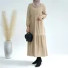 Ethnic Clothing Autumn Cotton Abaya Muslim Long Dresses For Women Winter Clothes Dubai Turkey Hijab Dress Ramadan Eid Modest Islam Outfit