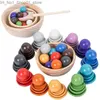 Sorting Nesting Stacking toys Kids Wooden Montessori Block Toys Color Bowls Dishes With Balls Sensory Rainbow Cups Small Plates Early Learning Gifts Q231218