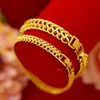 Charm Bracelets Pure 18K 999 Yellow Gold 6mm Bracelets for Women Classic Wedding Chain Link Bracelets Christmas Gifts Jewelry Never Fade 231218