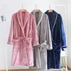 Women's Sleepwear Couple's Flannel Pajamas Diamond Checkered Nightgown Winter Thickened Warmth Soft Lace Up Homewear Loose Casual Bathrobe