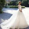 Stunningbride 2024 Bateau 3/4 maniche lunghe Perle Tulle Principessa Abiti da ballo da sposa Plus Size Paese Vintage Pizzo Millanova Abiti da sposa