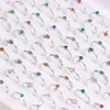 Band Rings 20 pièces/lot coloré Zircon strass ouverture femmes anneaux mariage fiançailles anniversaire saint valentin bijoux accessoires cadeaux 231218