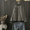 Kvinnorjackor 2023 Spring Fall Stor storlek 4xl Tweed Wool Jacket Stand Collar Löst enkelbröst baseball Uniform Plaid Coat 192