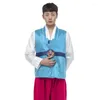 Etniska kläder 4 färger Koreanska traditionella broderade satin Hanbok Mäns asiatiska forntida kläder Förbättrade cosplay -scenprestanda byxor