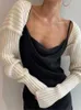 Tröjor Tossy White Women Sweater rycker skrapade över hela Lantern Sleeve Knitwear Pullover Sexig Summer High Street Outwear 2022 Spring